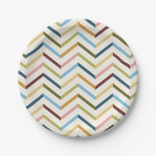 MultiColor Chevron Pillow Paper Plate