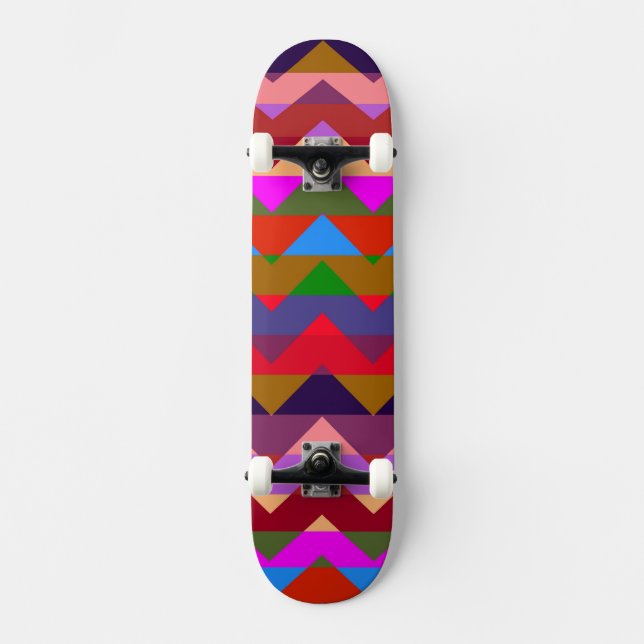 Multicolor Chevron Zigzag Stripe Pattern 3 Skateboard (Front)