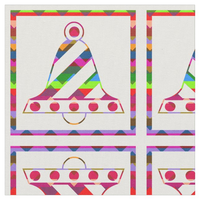 Multicolor Christmas Bells Fabric (Close Up)