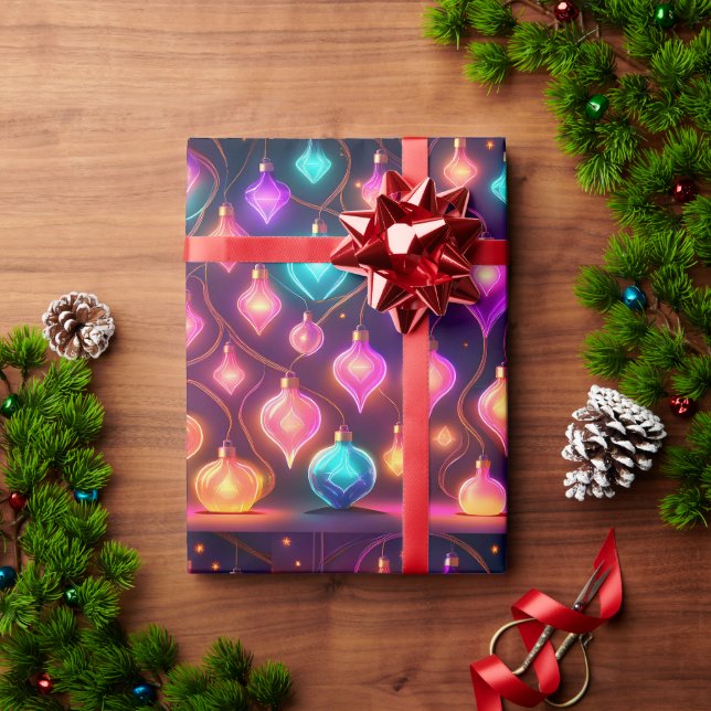 Multicolor Christmas Lights Patterned Wrapping Paper (Holiday Gift)