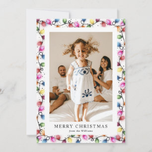Multicolor Christmas Lights Photo Holiday Card