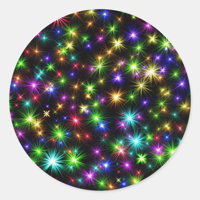 Multicolor Christmas Star Rays-57191 Classic Round Sticker (Front)