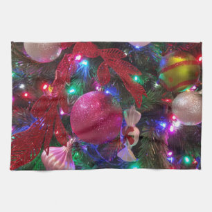 Multicolor Christmas Tree Colorful Holiday Tea Towel