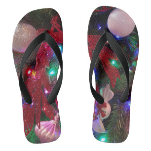 Multicolor Christmas Tree Colorful Holiday Thongs