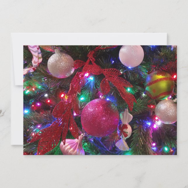 Multicolor Christmas Tree Colourful Holiday Card (Front)