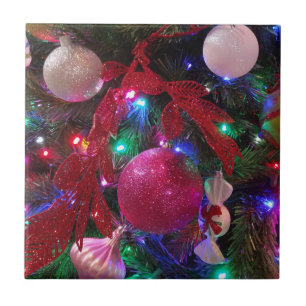 Multicolor Christmas Tree Colourful Holiday Ceramic Tile