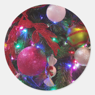 Multicolor Christmas Tree Colourful Holiday Classic Round Sticker