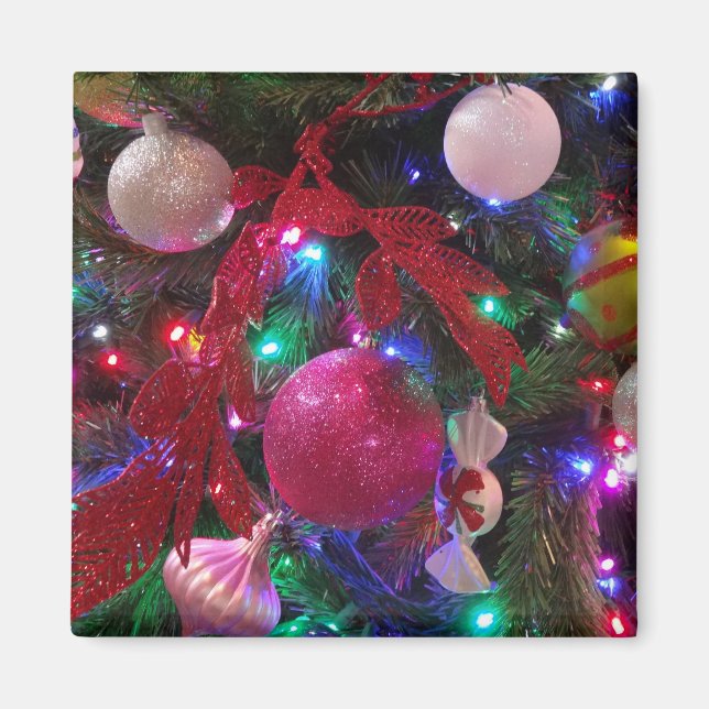 Multicolor Christmas Tree Colourful Holiday Magnet (Front)