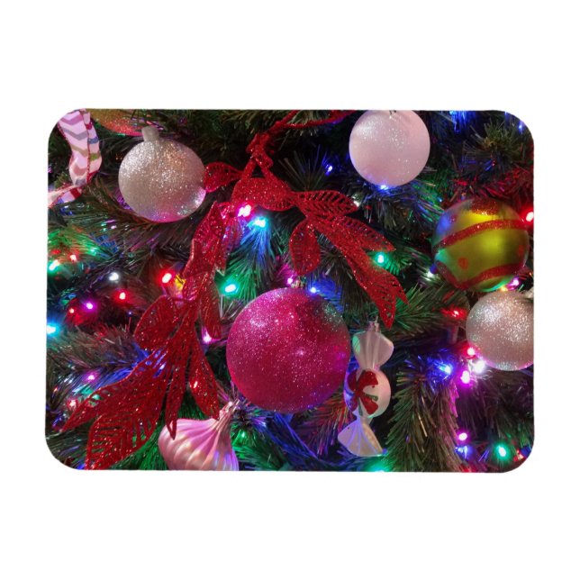 Multicolor Christmas Tree Colourful Holiday Magnet (Horizontal)