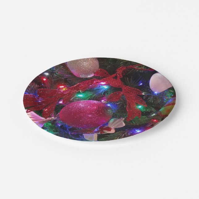 Multicolor Christmas Tree Colourful Holiday Paper Plate (Angled)