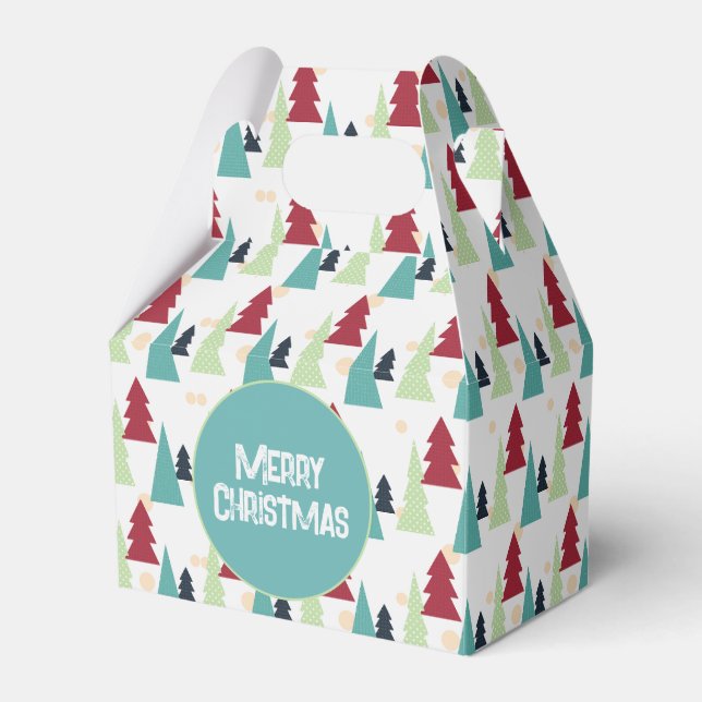 Multicolor Christmas Trees Pattern Favour Box (Front Side)