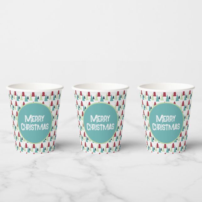 Multicolor Christmas Trees Pattern Paper Cups (Multi)
