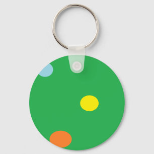 Multicolor circles on green key ring