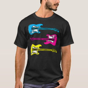 Multicolor CMYK Electric Guitar with Handle men wo T-Shirt