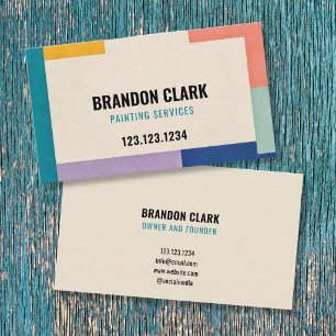 Multicolor Colour-Block Frame Border Painting Business Card