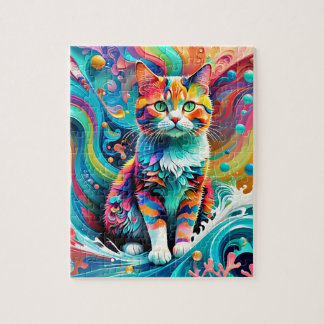 Multicolor Colourful Cat 759 Water Wave  Jigsaw Puzzle