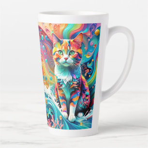 Multicolor Colourful Cat 759 Water Wave Latte Mug
