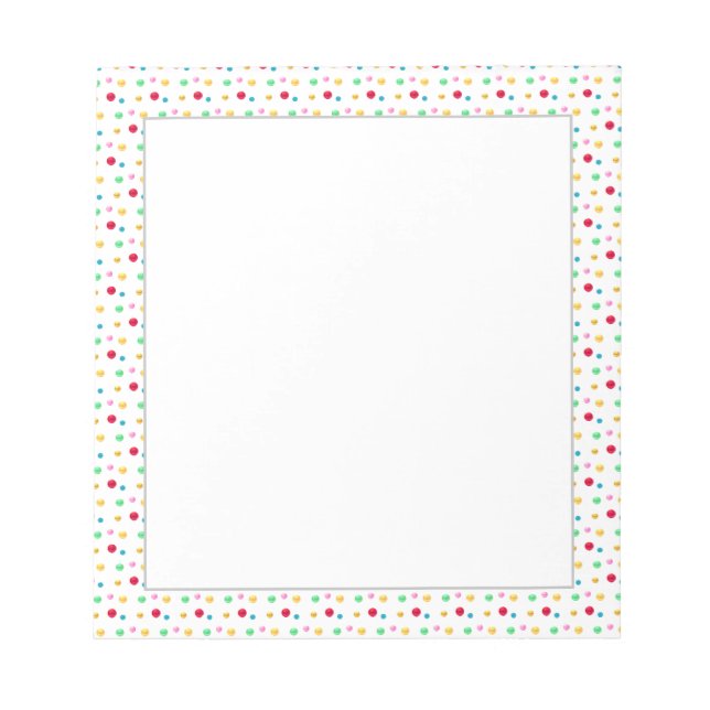 Multicolor Confetti on White Simple Notepad (Front)