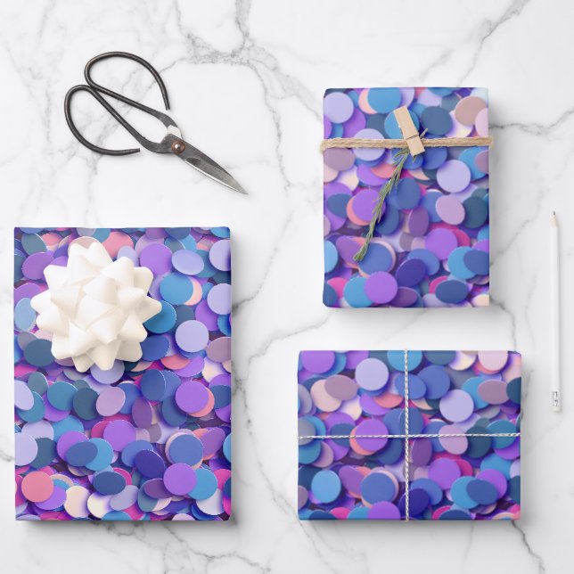 Multicolor Confetti Wrapping Paper Sheet (Front)