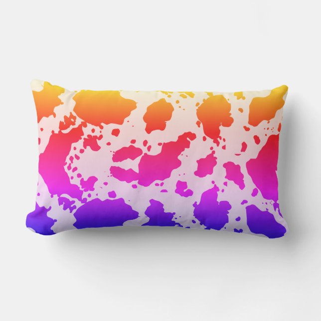 Multicolor Cow Print Lumbar Throw Pillow (Front)