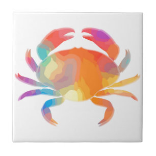 Multicolor Crab Ceramic Tile