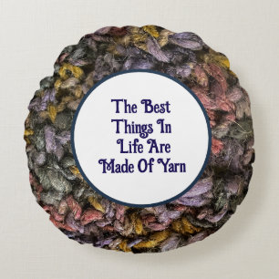 Multicolor Crafter Knit Crafty Love Yarn Round Cushion