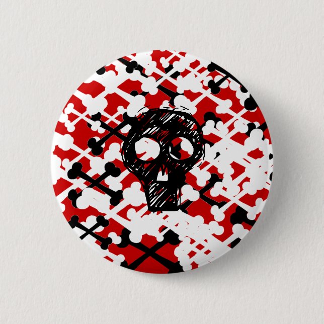 Multicolor Crossbones 6 Cm Round Badge (Front)