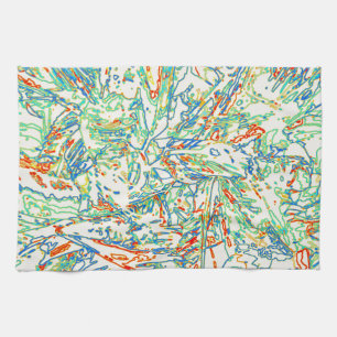 Multicolor Curvy Lined Pattern - Retro Colour Tea Towel