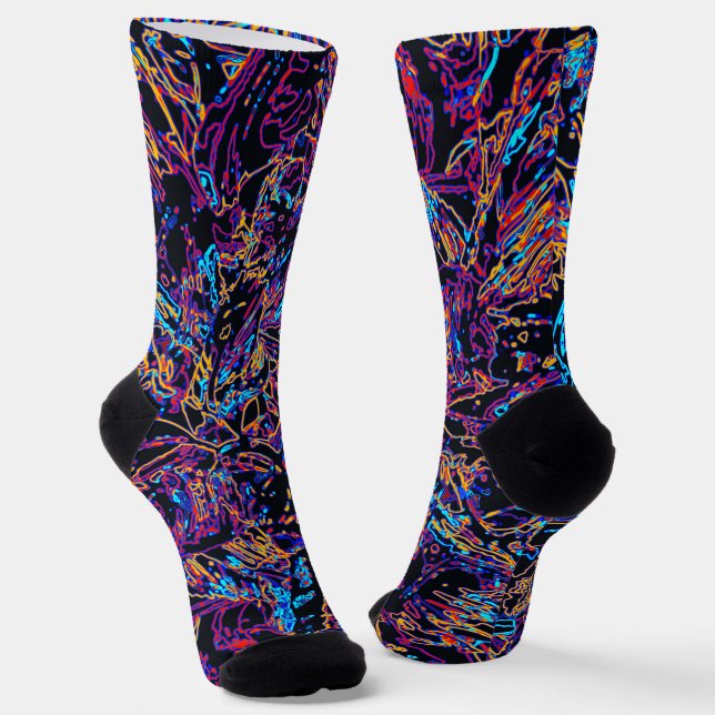 Multicolor Curvy Lined Pattern  Socks (Angled)