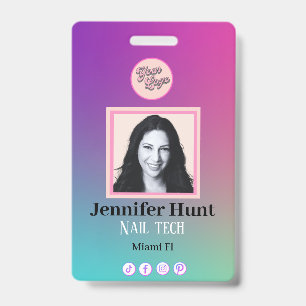Multicolor Custom Photo stylish simple minimalist  ID Badge