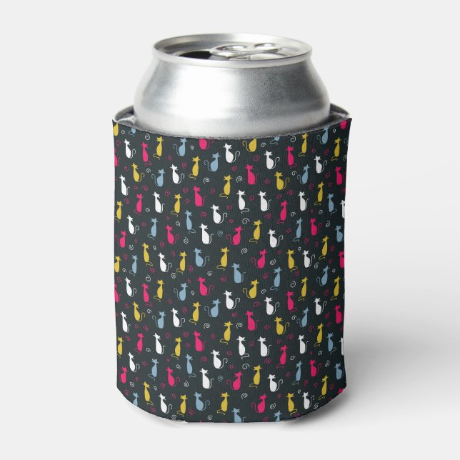 Multicolor cute cat pattern can cooler (Can Front)
