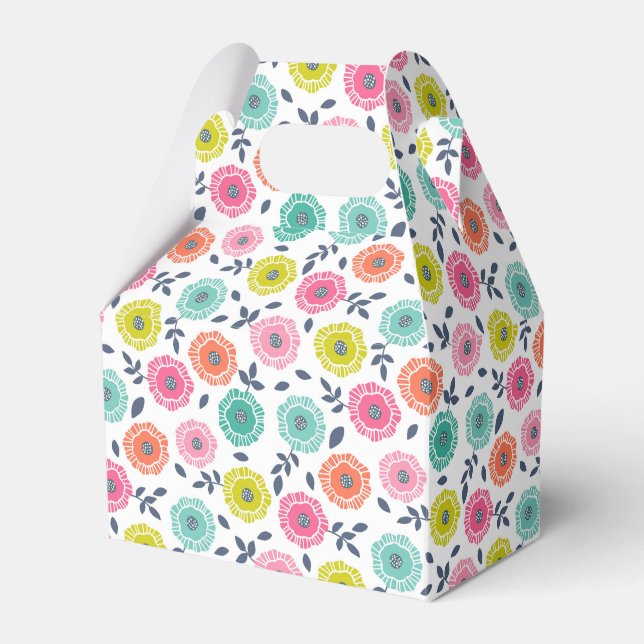 multicolor cute floral pattern favour box (Front Side)