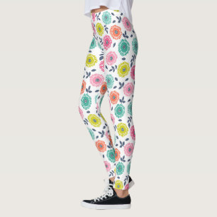 multicolor cute floral pattern leggings