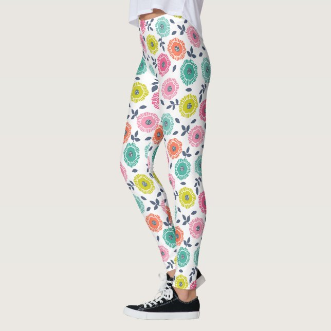 multicolor cute floral pattern leggings (Left)