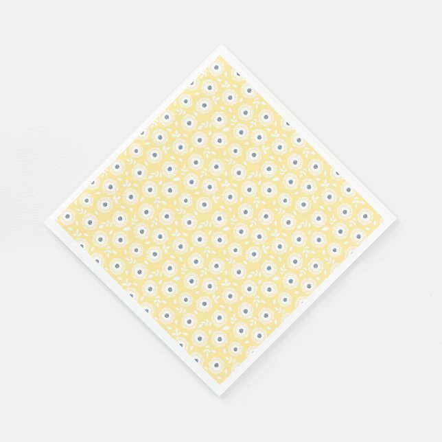 Multicolor cute floral pattern yellow background napkin (Corner)