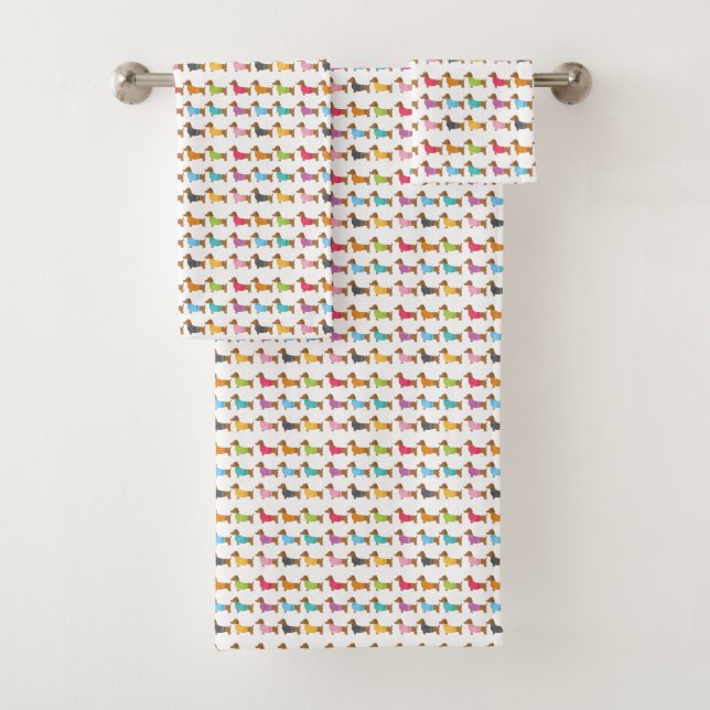 Multicolor Dachshunds Bath Towel Set (Insitu)