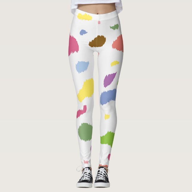Multicolor Dalmatian Print Style Leggings (Front)