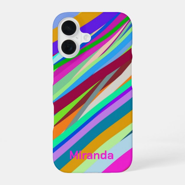 Multicolor diagonal line pattern  iPhone 16 case (Back)