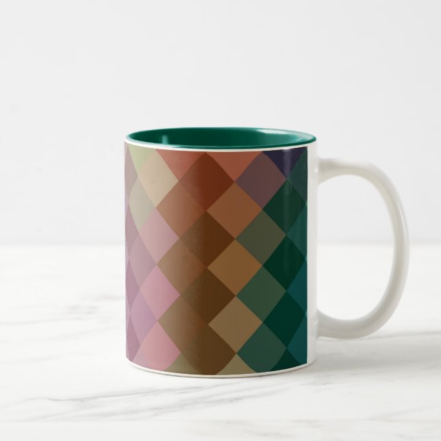 Multicolor Diamond Chevron Pattern 4 Two-Tone Coffee Mug (Right)