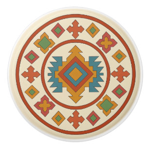 Multicolor Diamond Cross Zapotec Ceramic Knob