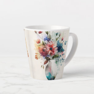 Multicolor Dk Blue Rose Flowers #4 Latte Mug