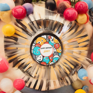 Multicolor Doodle Monster Cartoon  Classic Round Sticker