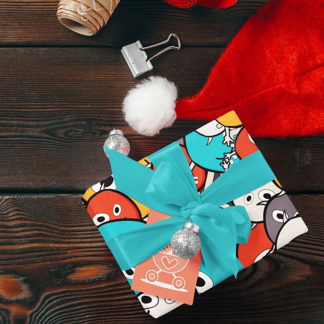 Multicolor Doodle Monster Cartoon  Wrapping Paper (doodle monster birthday packing gift wrap,gift wrapping paper,return gift wrap paper,paper gift)