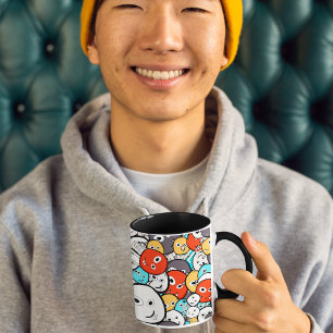 Multicolor Doodle Monster Faces Mug
