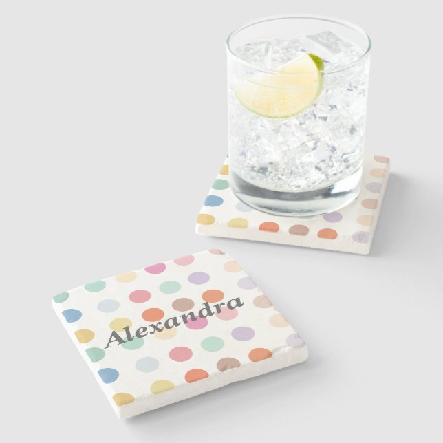 Multicolor Dots Pattern Stone Coaster (Side)