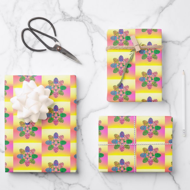 multicolor eggs wrapping paper sheet (Front)