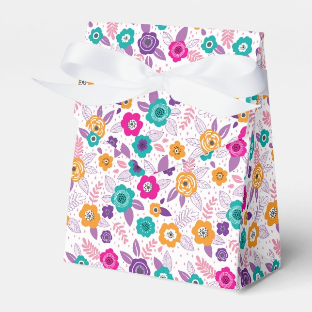 Multicolor elegant ditsy floral pattern favour box (Front Side)