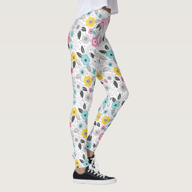 Multicolor elegant ditsy floral pattern leggings (Right)
