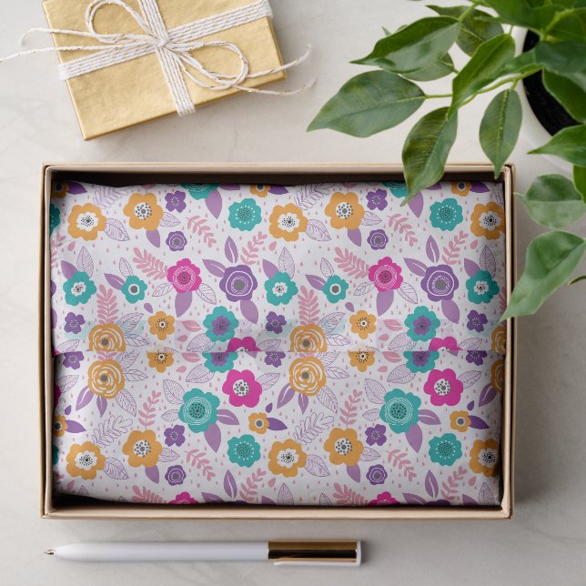 Multicolor elegant ditsy floral pattern tissue paper (Gift)