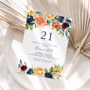 Multicolor Elegant Floral 21st Birthday Party  Invitation
